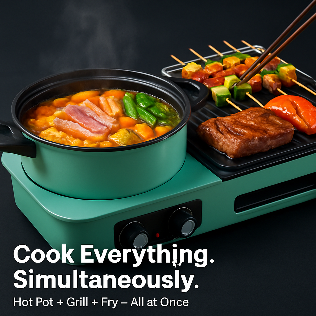 3-in-1 Electric Hot Pot with Grill for Family Meals
