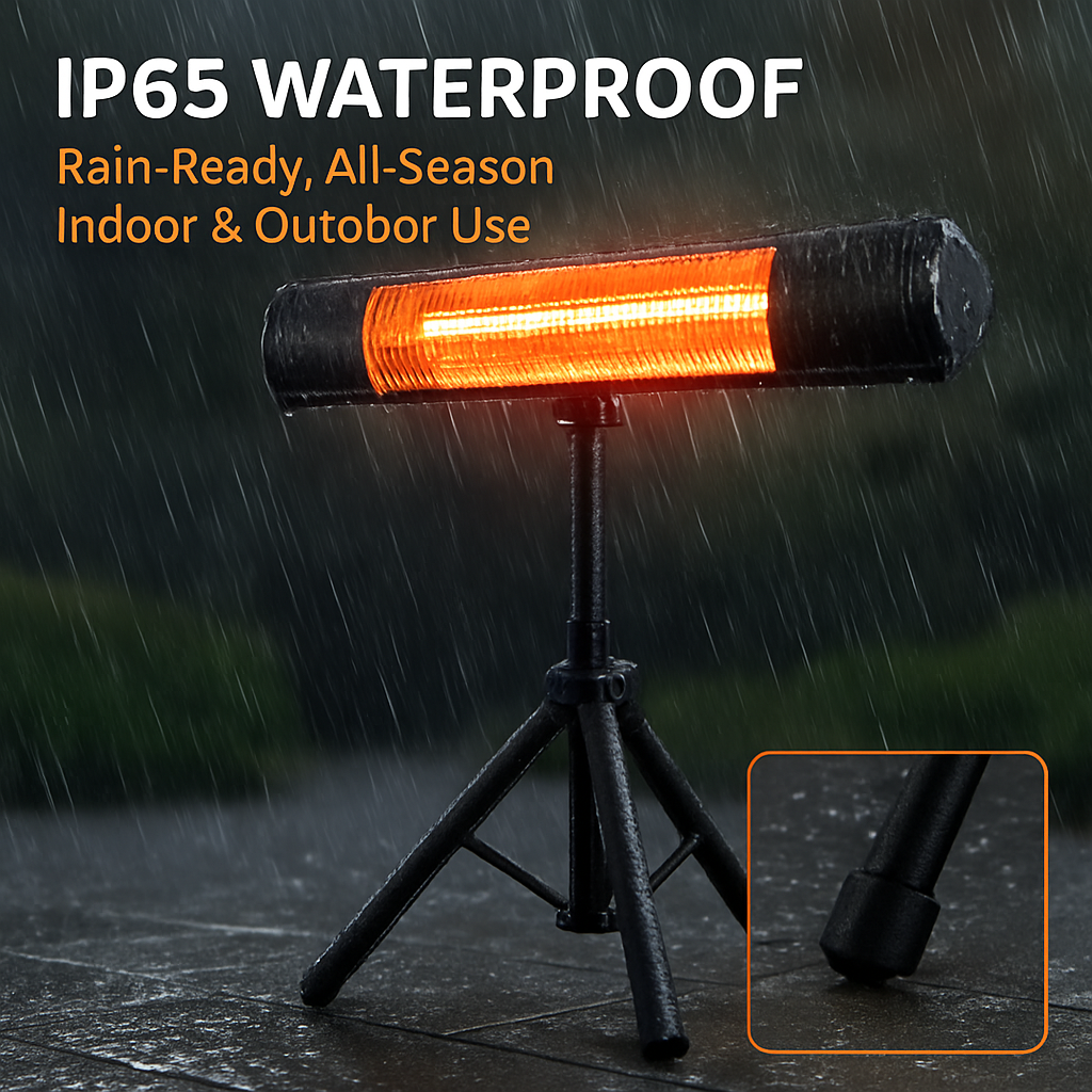1500W Infrared Heater With Stand Electric Outdoor Patio Heater IP65 Waterproof Tripod Wall Mount with 2 Remotes 3 Heating Levels for Home Restaurant Y