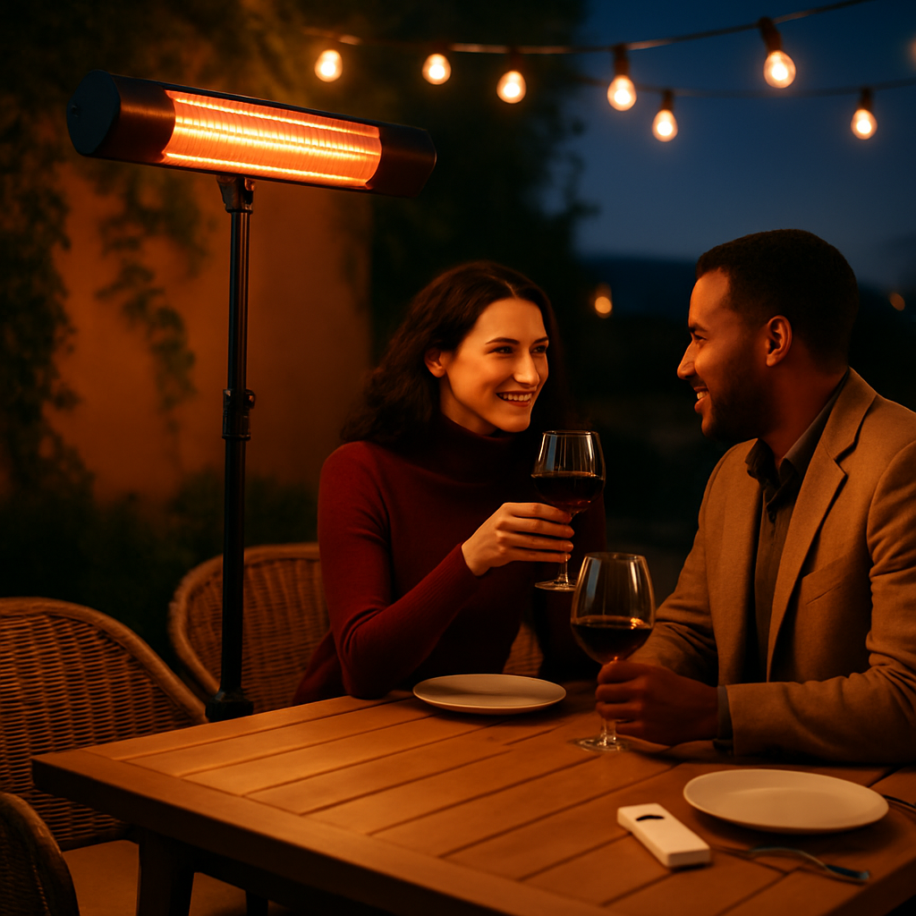 1500W Infrared Heater With Stand Electric Outdoor Patio Heater IP65 Waterproof Tripod Wall Mount with 2 Remotes 3 Heating Levels for Home Restaurant Y