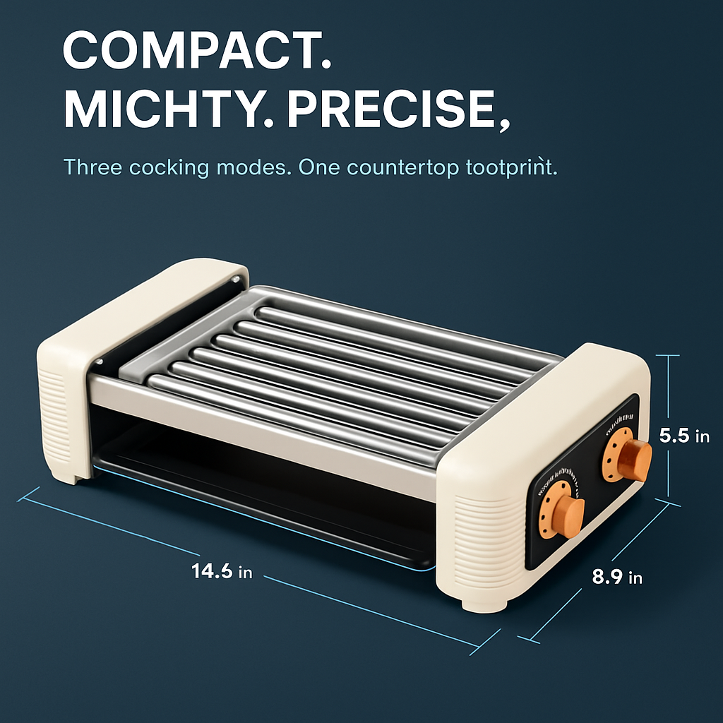 3 In 1 Electric Hot Dog Roller Machine with Grill & Griddle 6-Roller Hot Dog Cooker Smokeless Non-Stick Indoor Outdoor with 3 Temp Levels for BBQ Saus