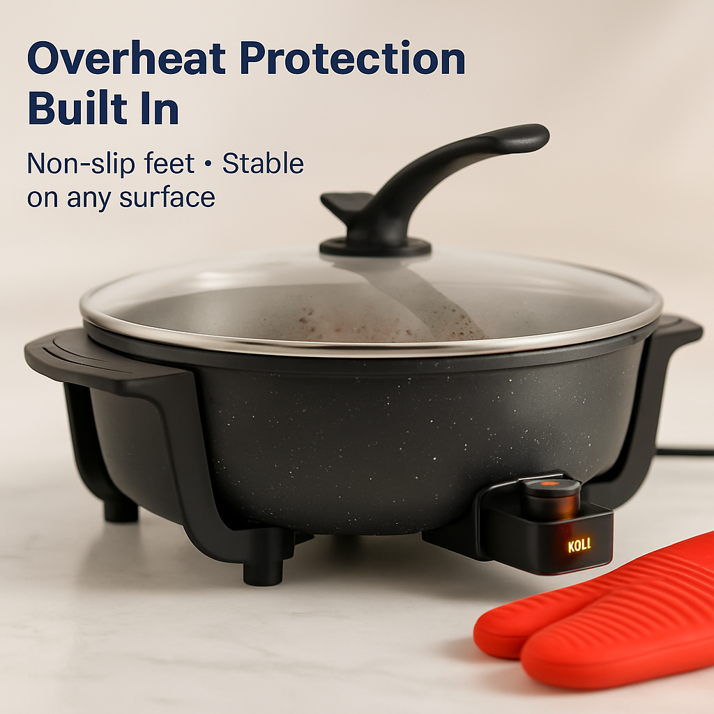 6L Electric Hot Pot with Divider 1100W Dual-Flavor Pot Shabu Shabu Pot Non-Stick with 5-Temp Control for Shabu Shabu Fondue Perfect for Family Gatheri