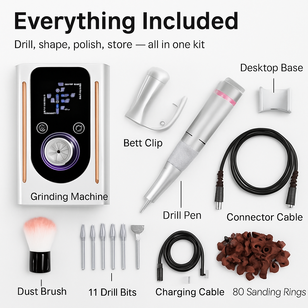 Portable Electric Nail Drill Kit for Home & Salon Use