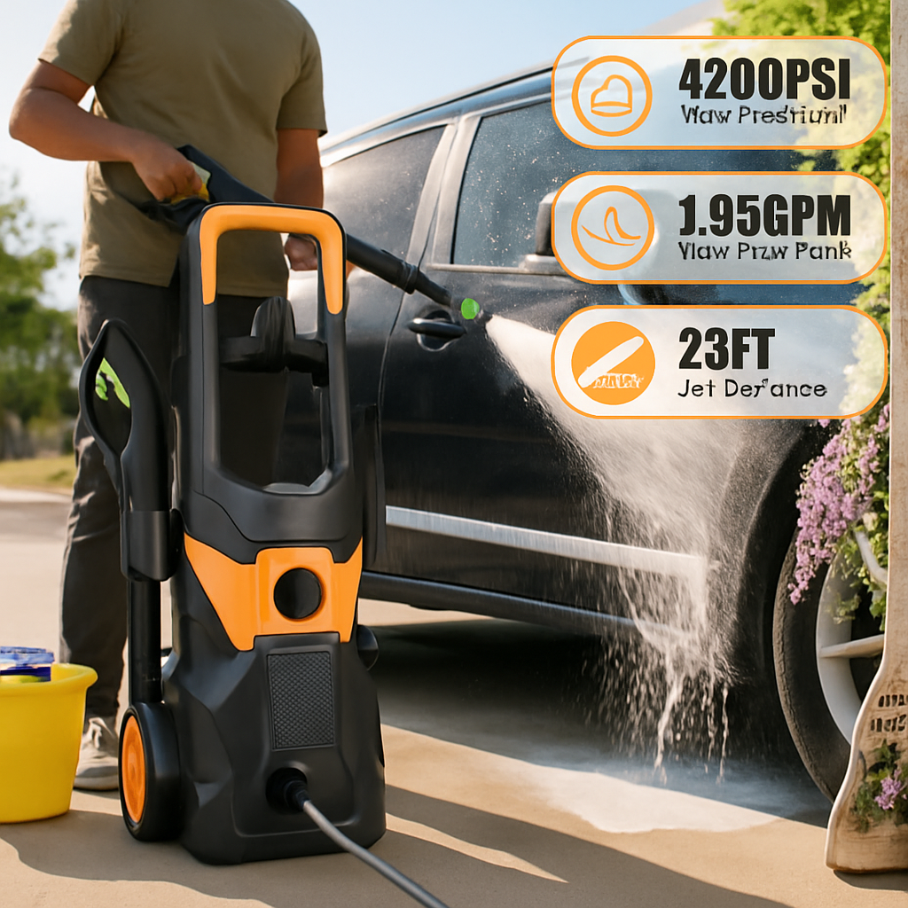Electric Pressure Washer with Spray Gun and Accessories