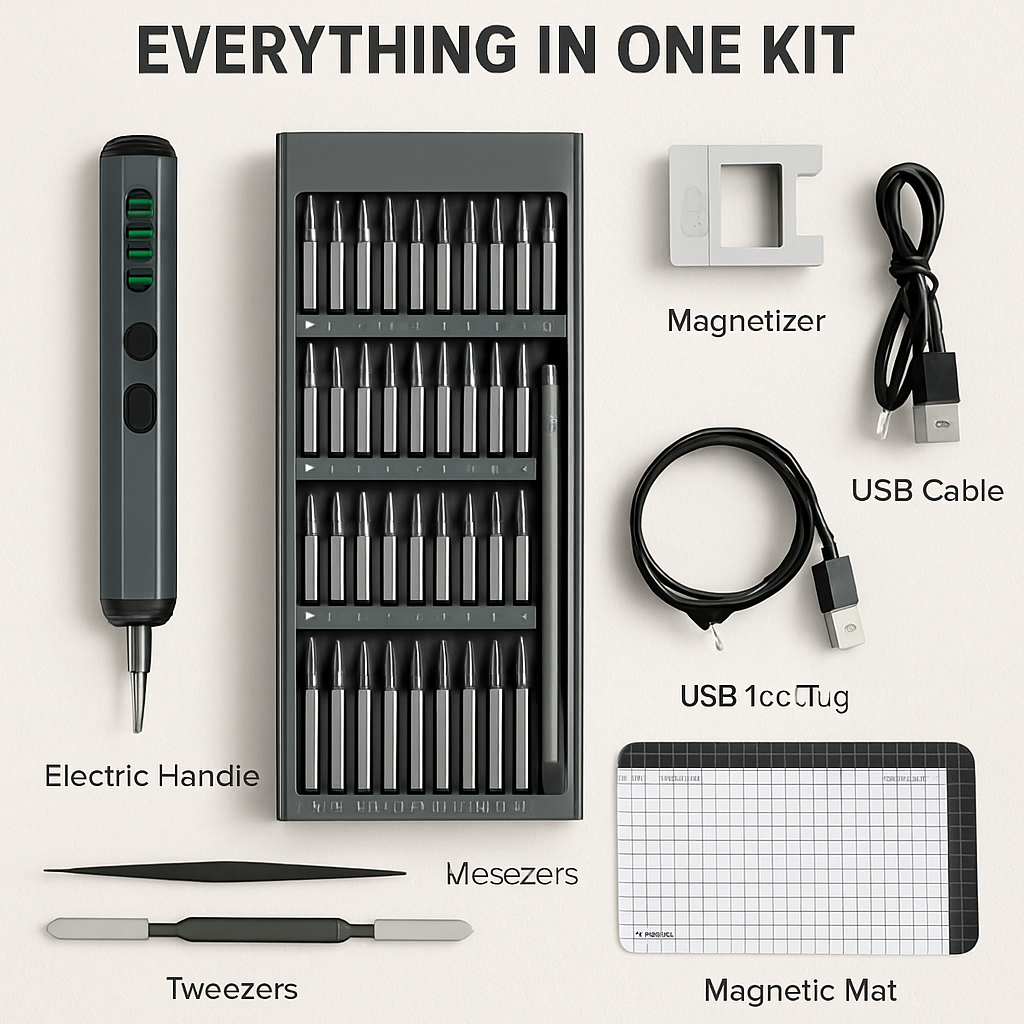 Mini Electric Screwdriver Kit 70-in-1 with 64 Bits