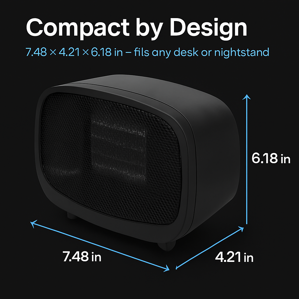 Portable Mini Electric Space Heater - 2 Heat Modes