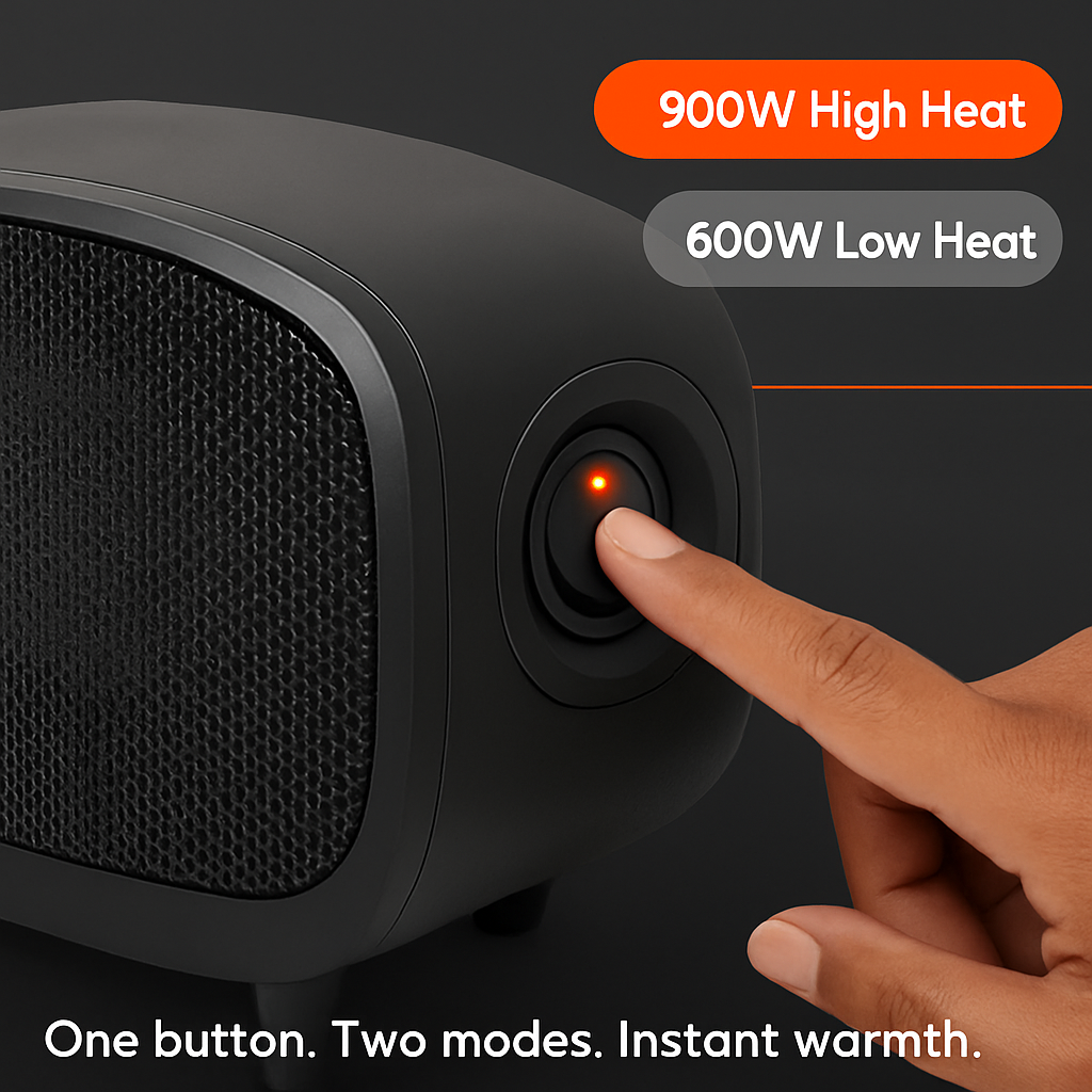 Portable Mini Electric Space Heater - 2 Heat Modes