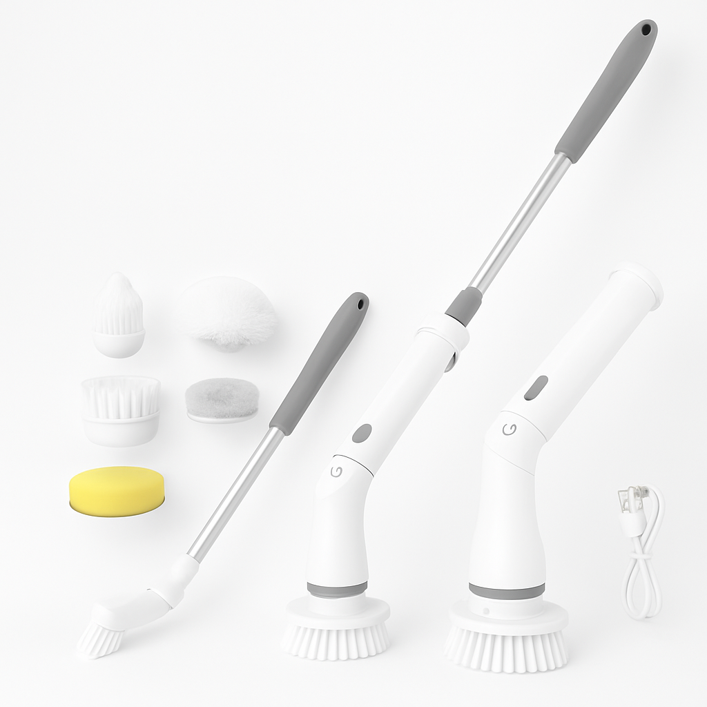 Electric Spin Scrubber with Telescopic Arm and 6 Heads
