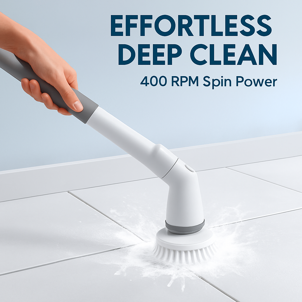 Electric Spin Scrubber with Telescopic Arm and 6 Heads