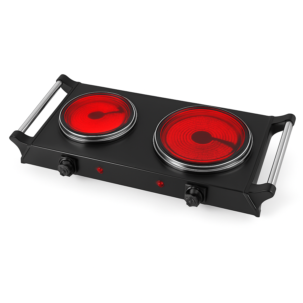 1000W Electric Single Burner Portable Heating Hot Plate Stove Countertop RV Hotplate with 5 Temperature Stepless Adjustments Portable Handles