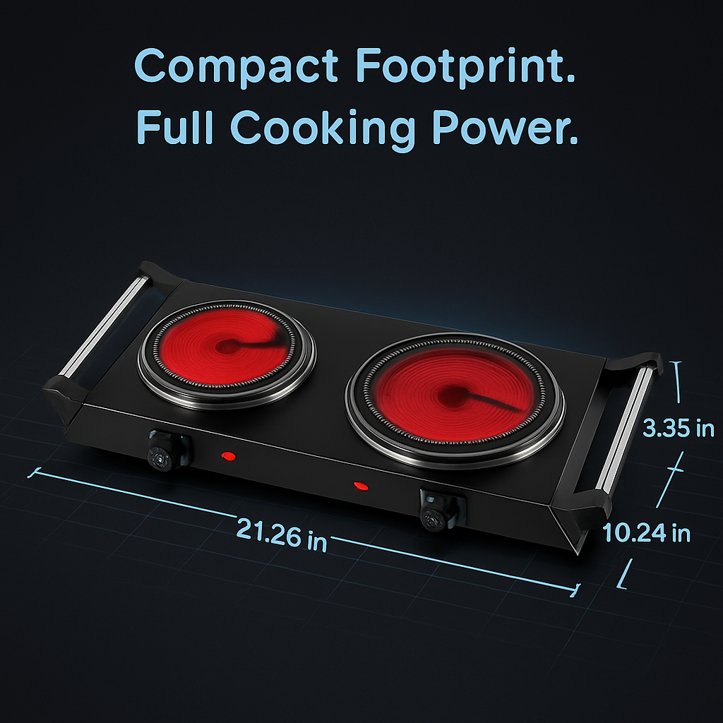 1000W Electric Single Burner Portable Heating Hot Plate Stove Countertop RV Hotplate with 5 Temperature Stepless Adjustments Portable Handles