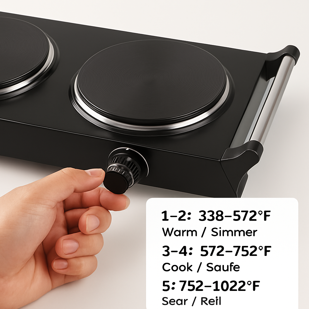 1000W Electric Single Burner Portable Heating Hot Plate Stove Countertop RV Hotplate with 5 Temperature Stepless Adjustments Portable Handles