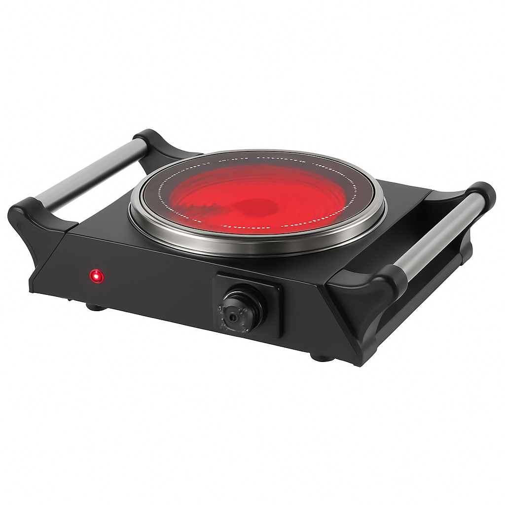 1000W Electric Single Burner Portable Heating Hot Plate Stove Countertop RV Hotplate with 5 Temperature Stepless Adjustments Portable Handles