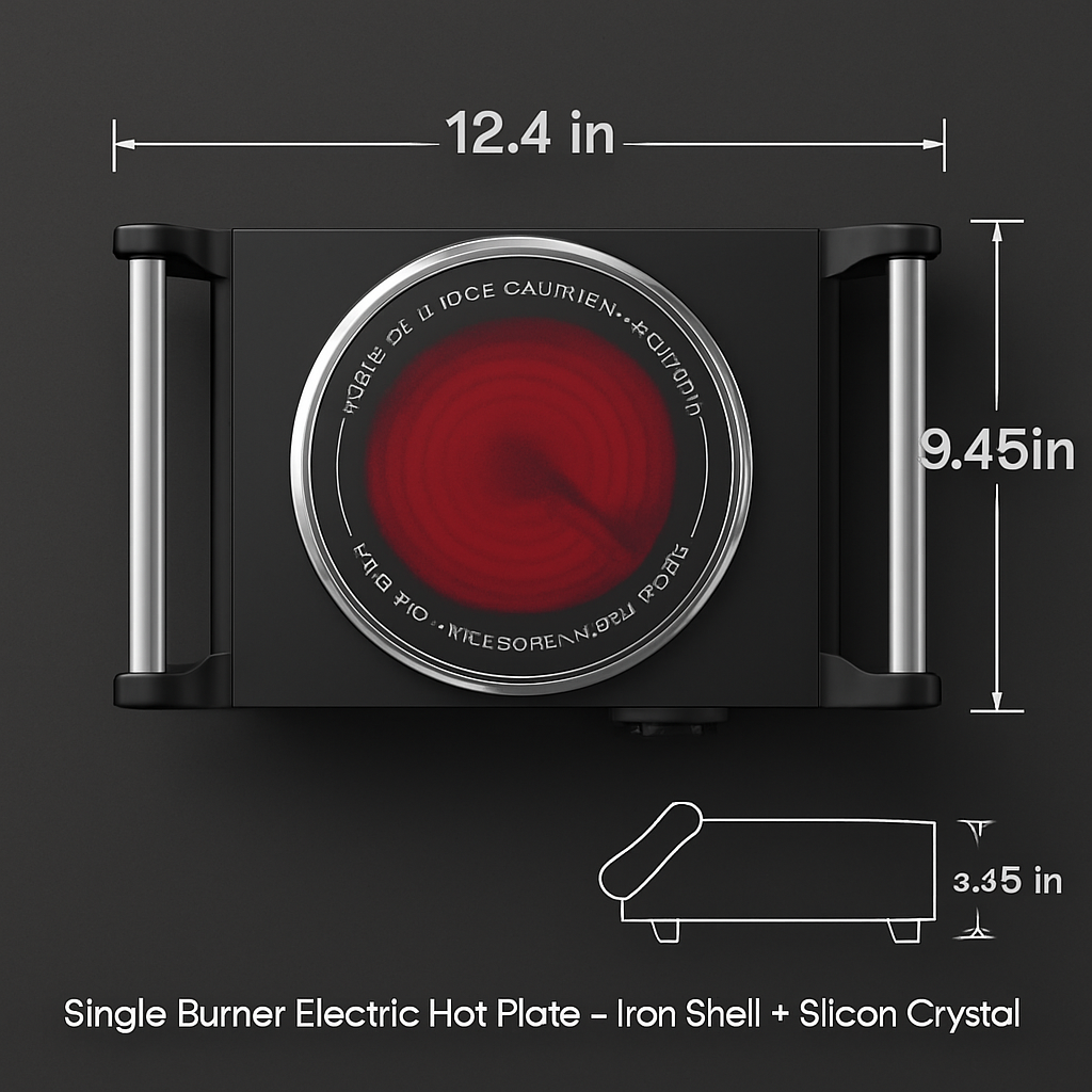 1000W Electric Single Burner Portable Heating Hot Plate Stove Countertop RV Hotplate with 5 Temperature Stepless Adjustments Portable Handles