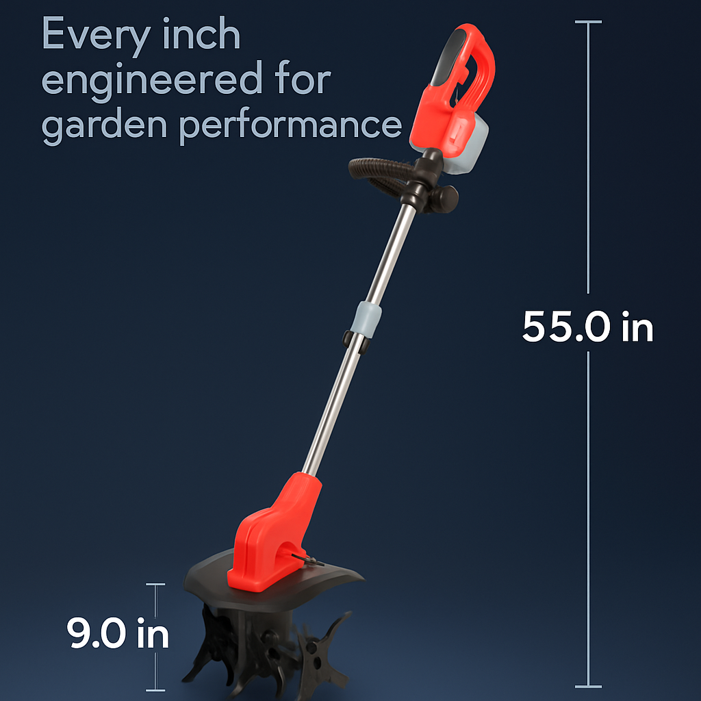 Cordless Tiller Cultivator with 4-Blade Tines