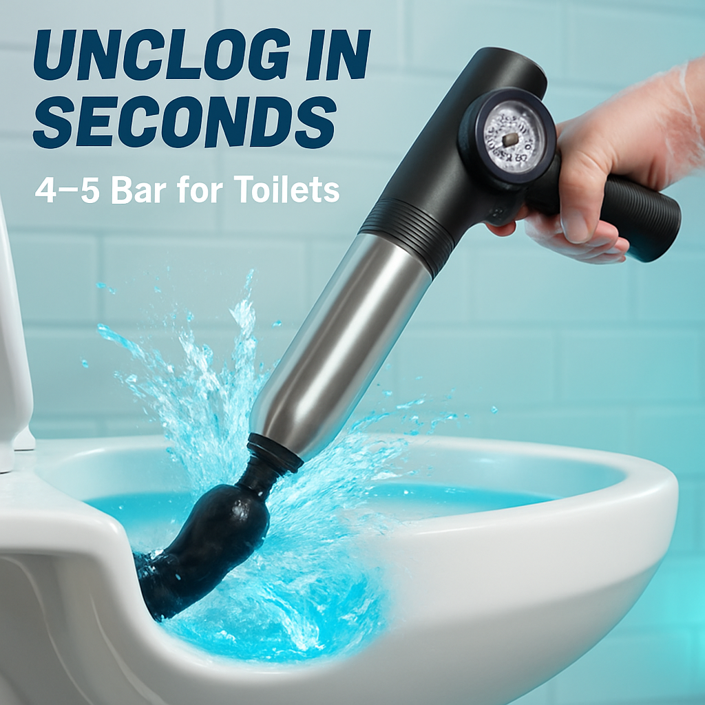 Electric Toilet Plunger with Real-Time Pressure Display