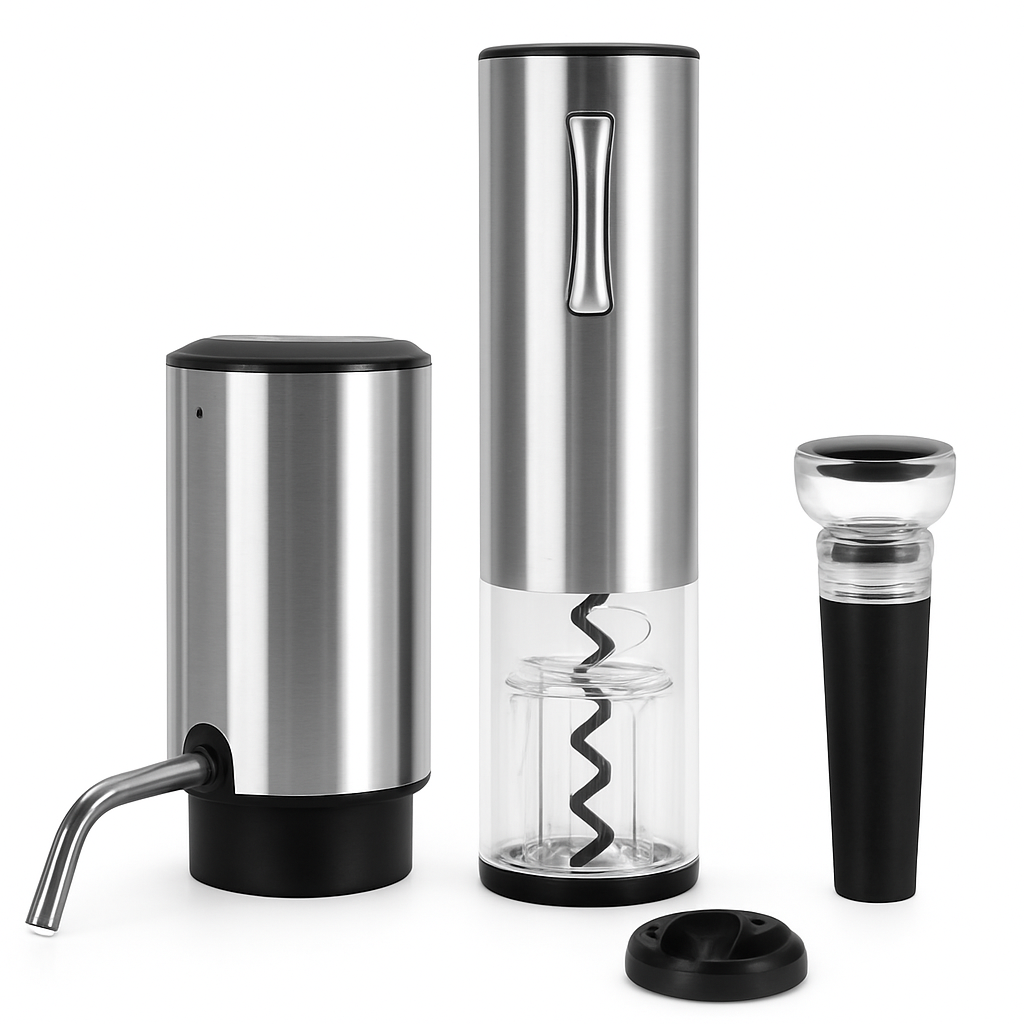 Electric Wine Opener Set with Aerator, Foil Cutter & Stopper