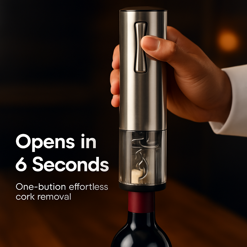 Electric Wine Opener Set with Aerator, Foil Cutter & Stopper