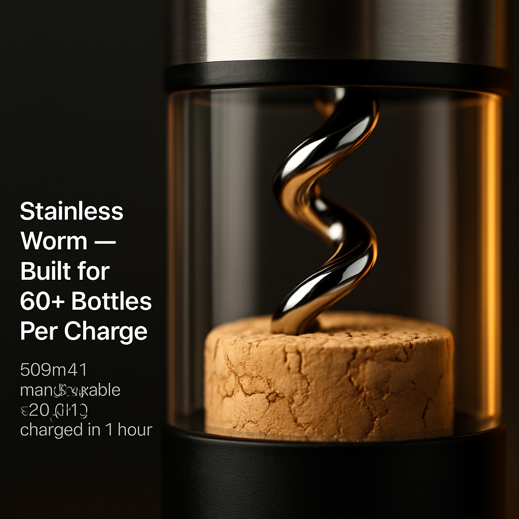 Electric Wine Opener Set with Aerator, Foil Cutter & Stopper
