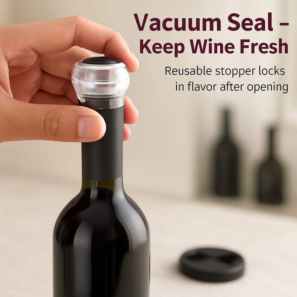 Electric Wine Opener Set with Aerator, Foil Cutter & Stopper