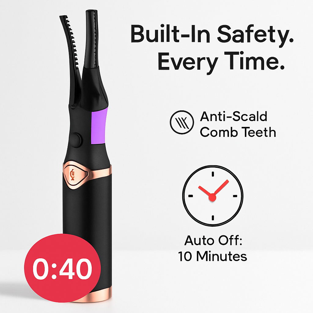 2 in 1 Clip Comb Heated Eyelash Curler for Home Use