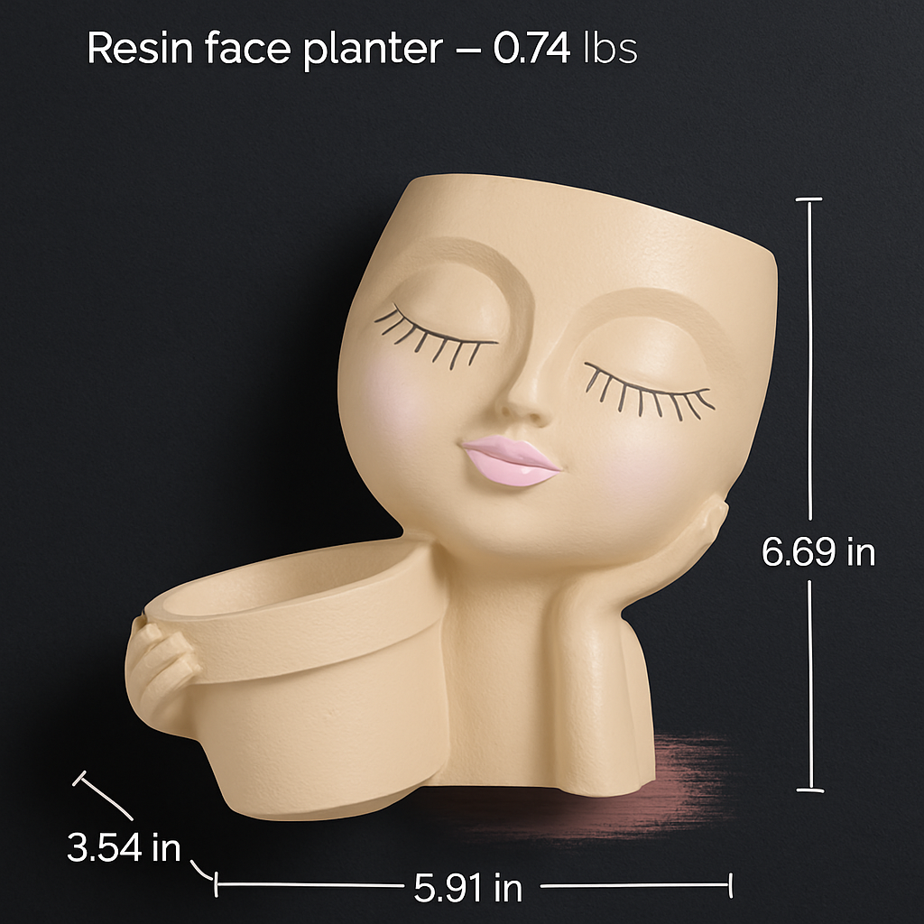 Girl Face Planter Pot with Dual Openings for Succulents