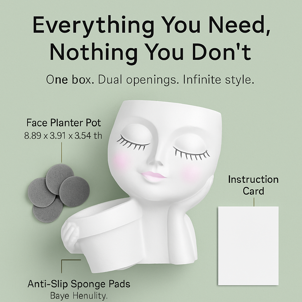 Girl Face Planter Pot with Dual Openings for Succulents