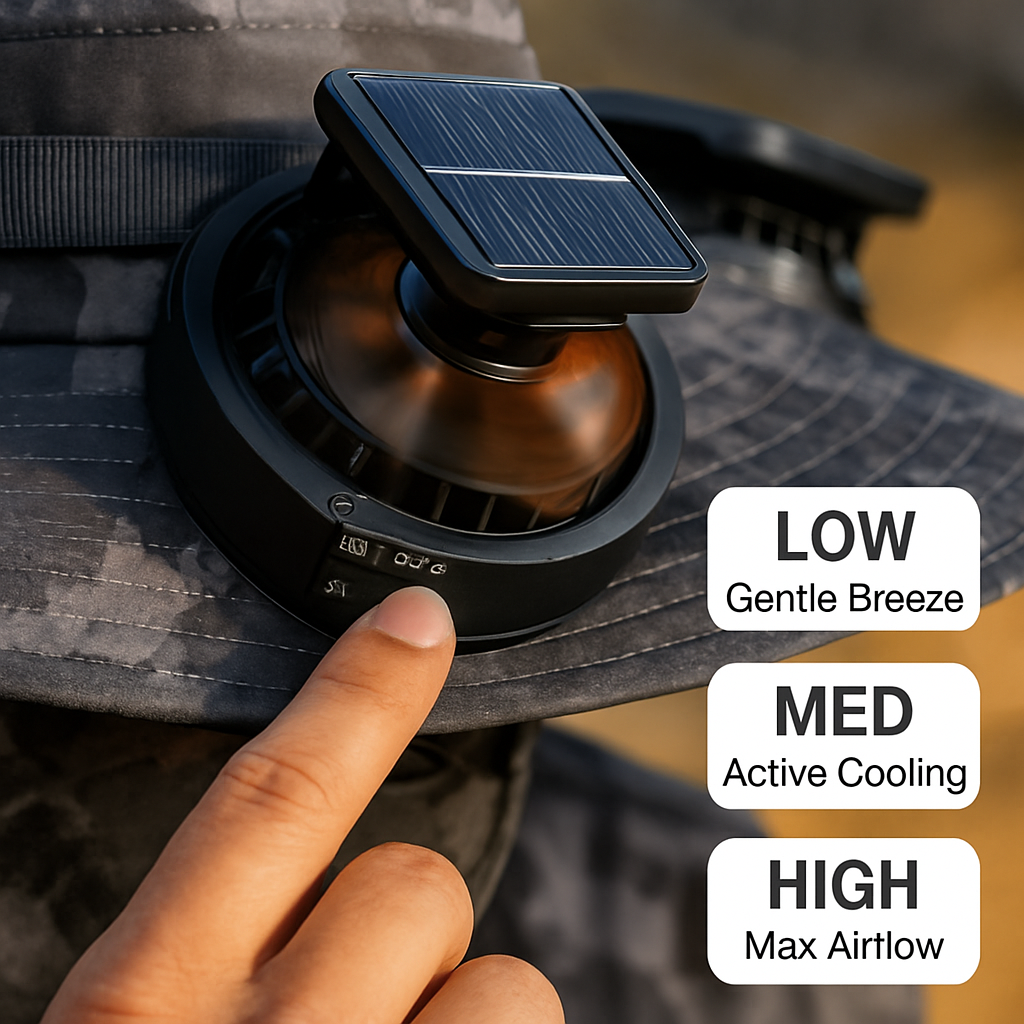 Wide Brim Sun Hat with 2 Solar-Powered Fans