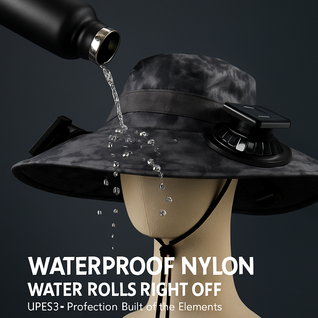 Wide Brim Sun Hat with 2 Solar-Powered Fans
