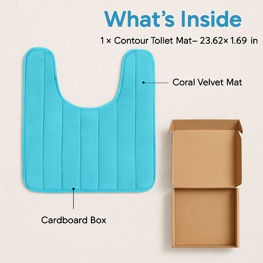 U Shaped Velvet Bath Rug with Non-Slip Backing