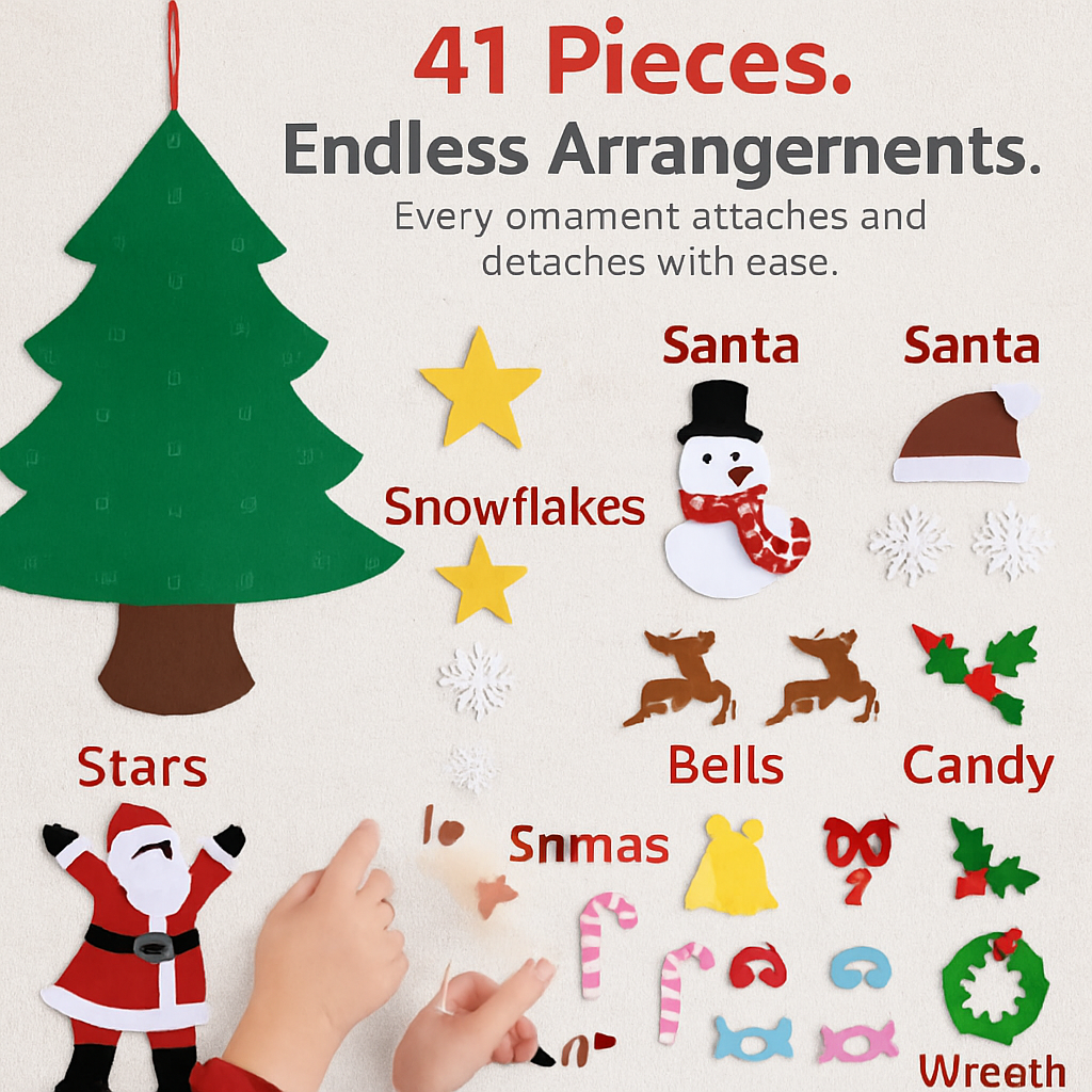 Felt Christmas Tree with Ornaments for Kids