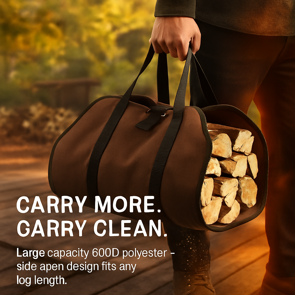 Firewood Carrier Bag with Handle for Indoor Outdoor Use
