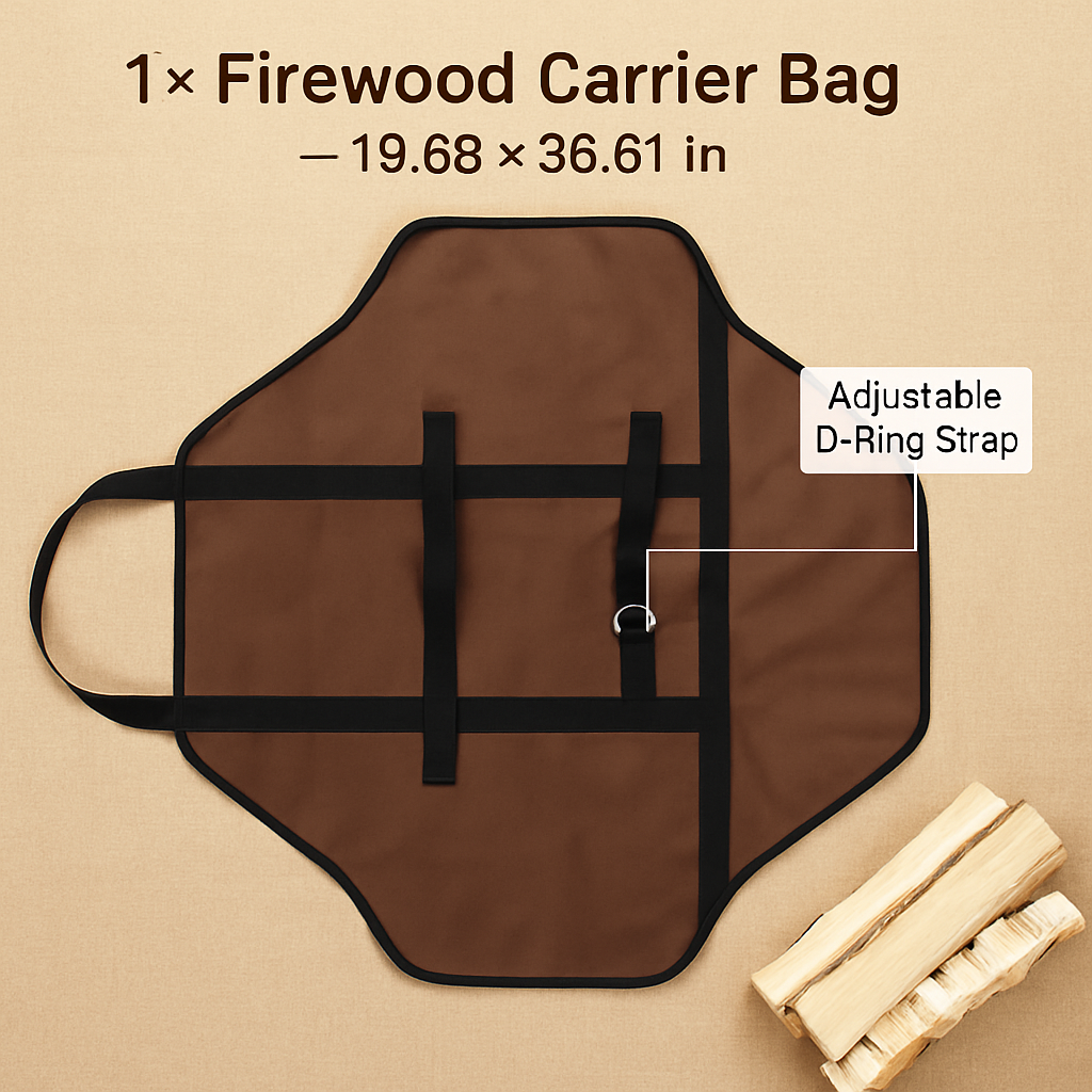 Firewood Carrier Bag with Handle for Indoor Outdoor Use