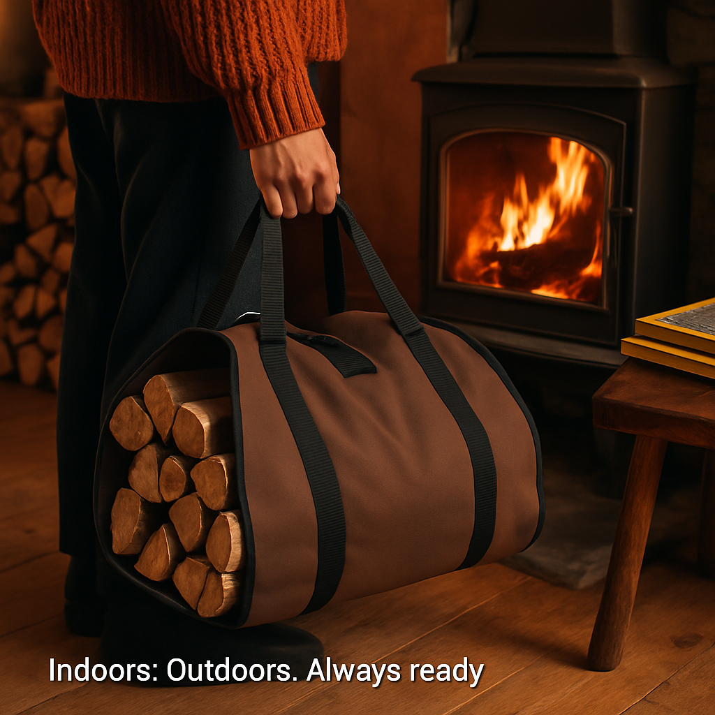 Firewood Carrier Bag with Handle for Indoor Outdoor Use
