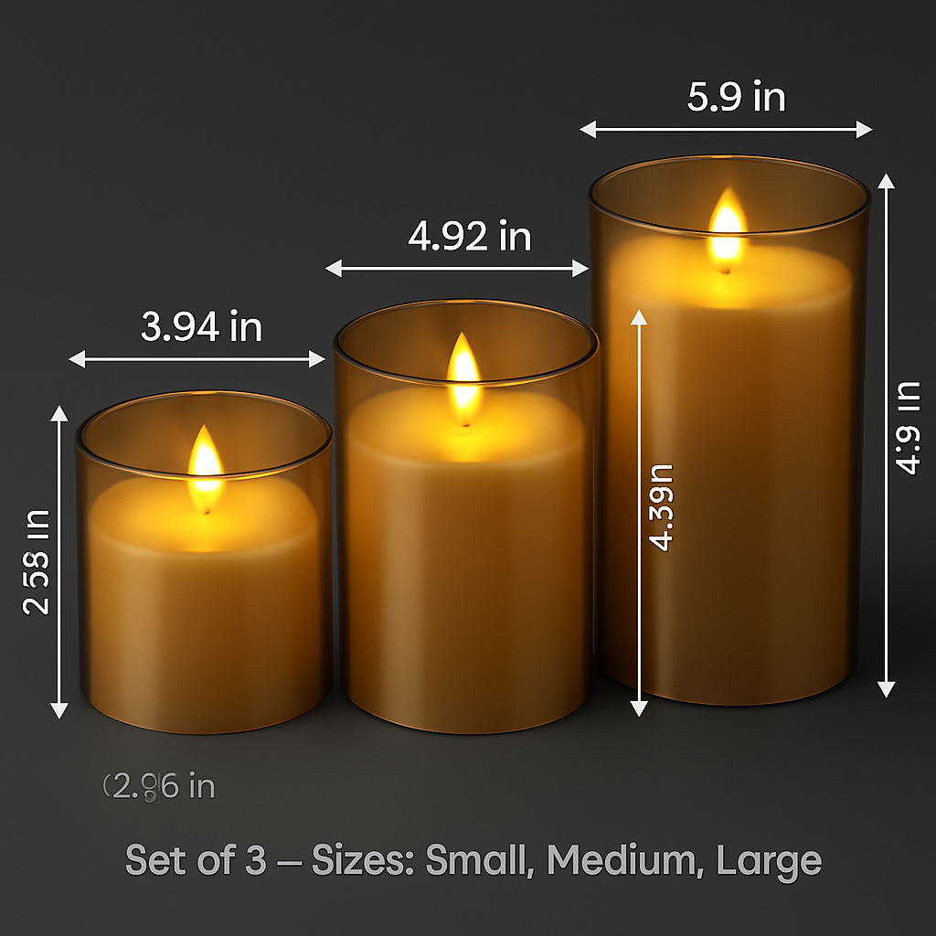 Flameless Battery-Operated Glass Pillar Candles with Remote