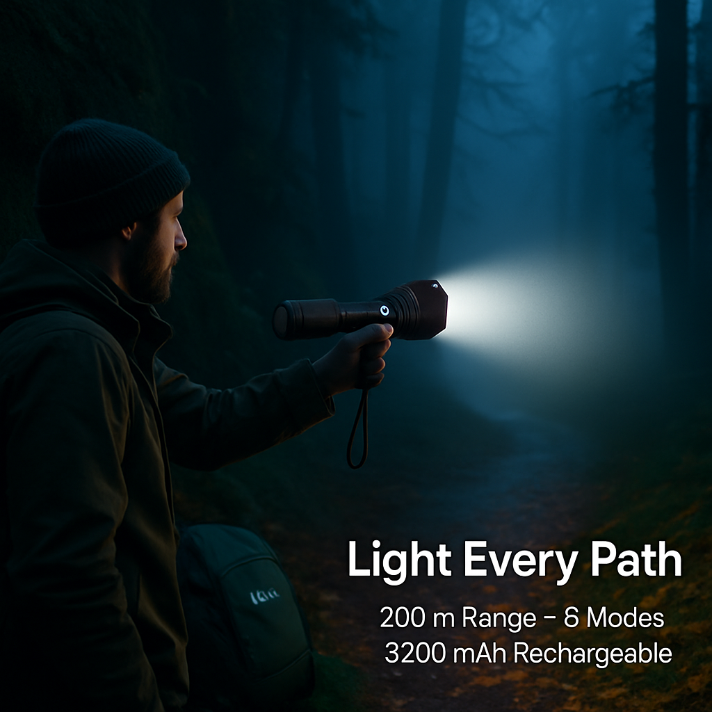 LED Tactical Flashlight: Rechargeable, Zoomable, 3 Modes