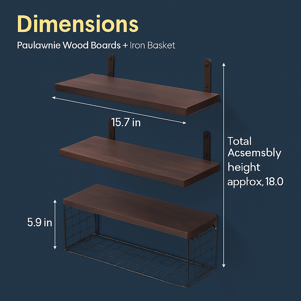 2-in-1 Floating Shelves with Storage Basket