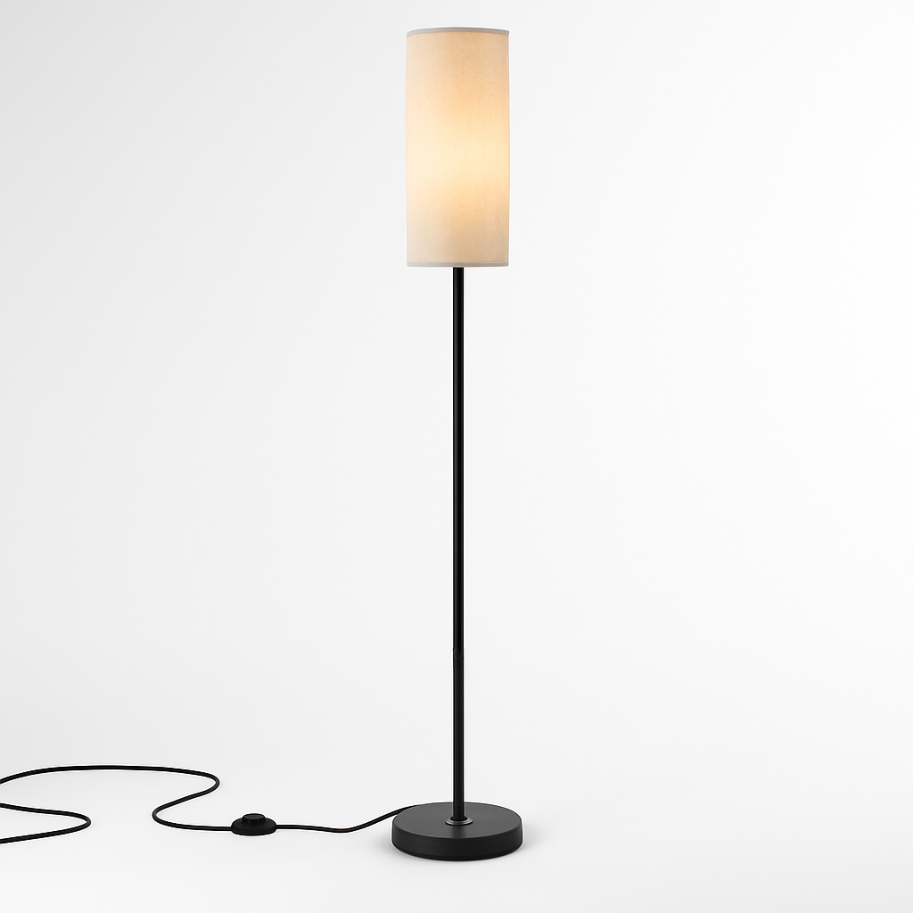Tall Floor Lamp with Shade, Warm Yellow Light
