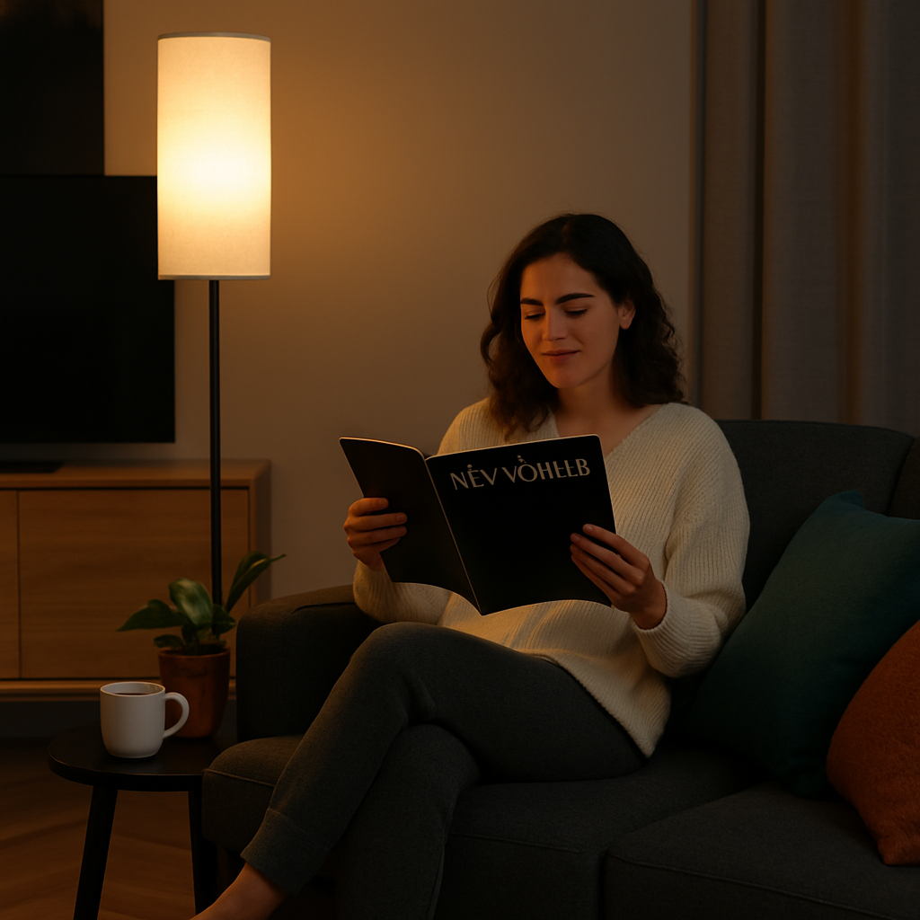 Tall Floor Lamp with Shade, Warm Yellow Light
