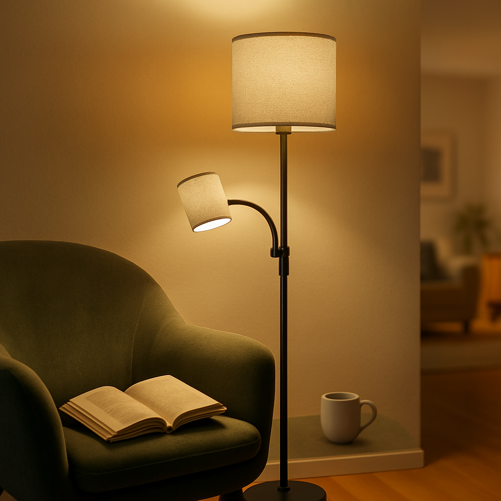 Mother Daughter Floor Lamp with Linen Shade