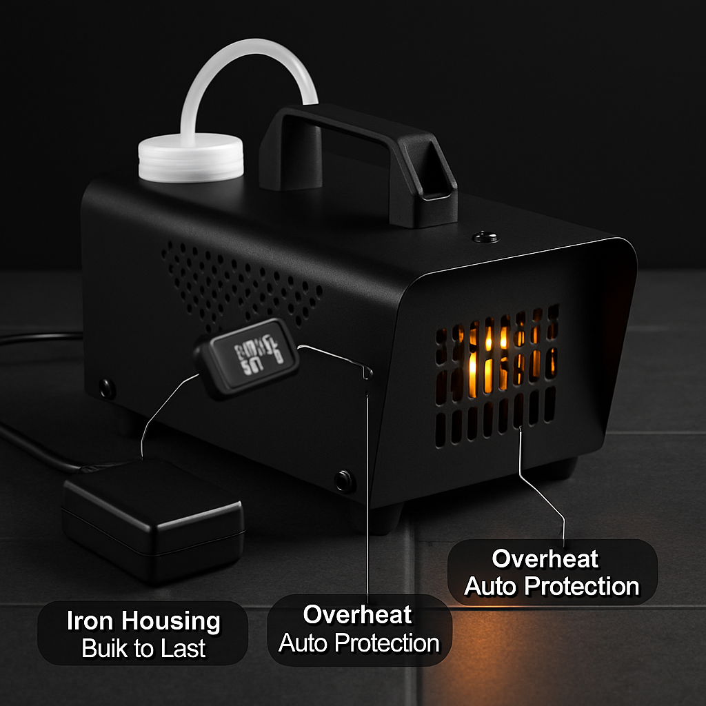 Fog Machine with Multi-Color Lighting for Parties