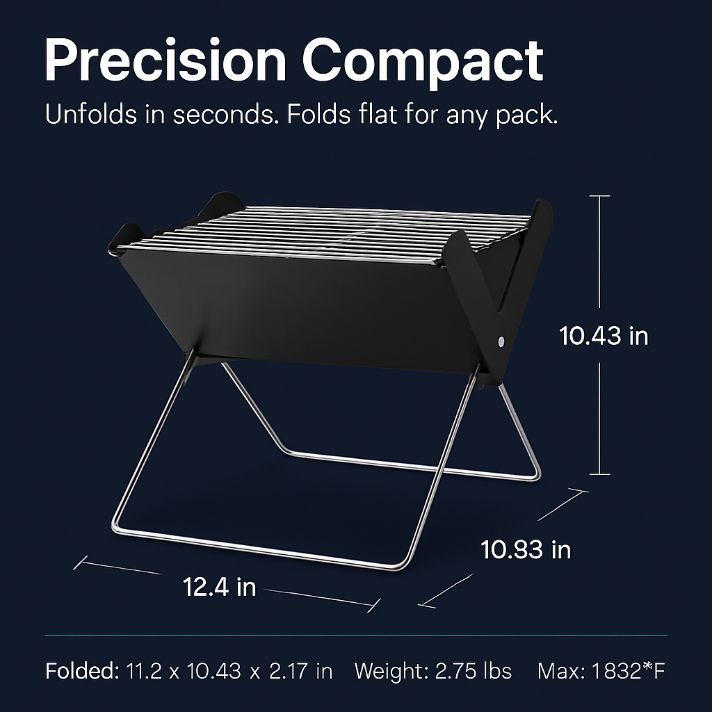 Foldable Charcoal BBQ Grill Portable X-Shape Tabletop