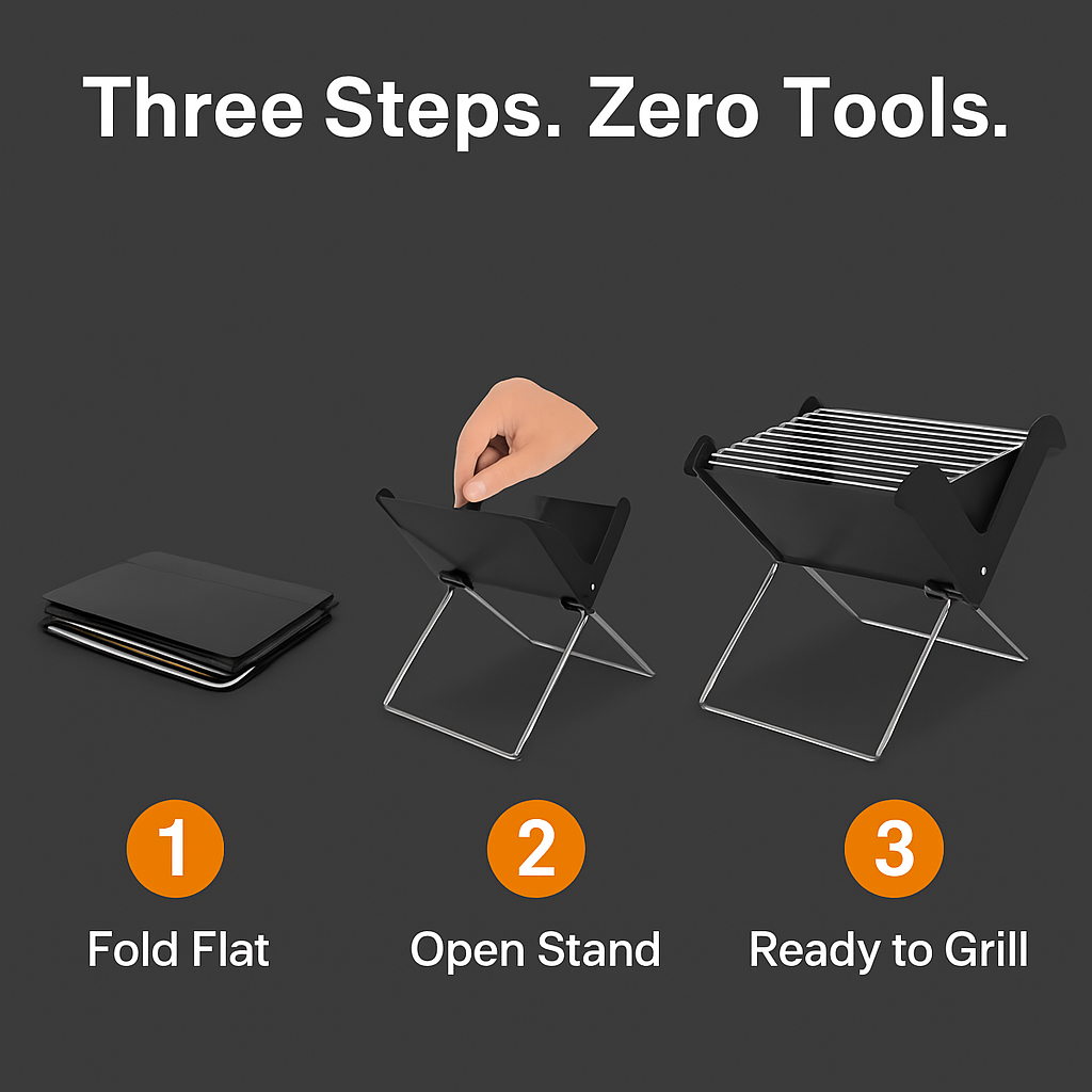 Foldable Charcoal BBQ Grill Portable X-Shape Tabletop