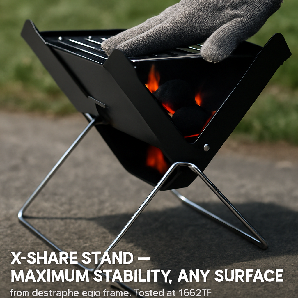 Foldable Charcoal BBQ Grill Portable X-Shape Tabletop