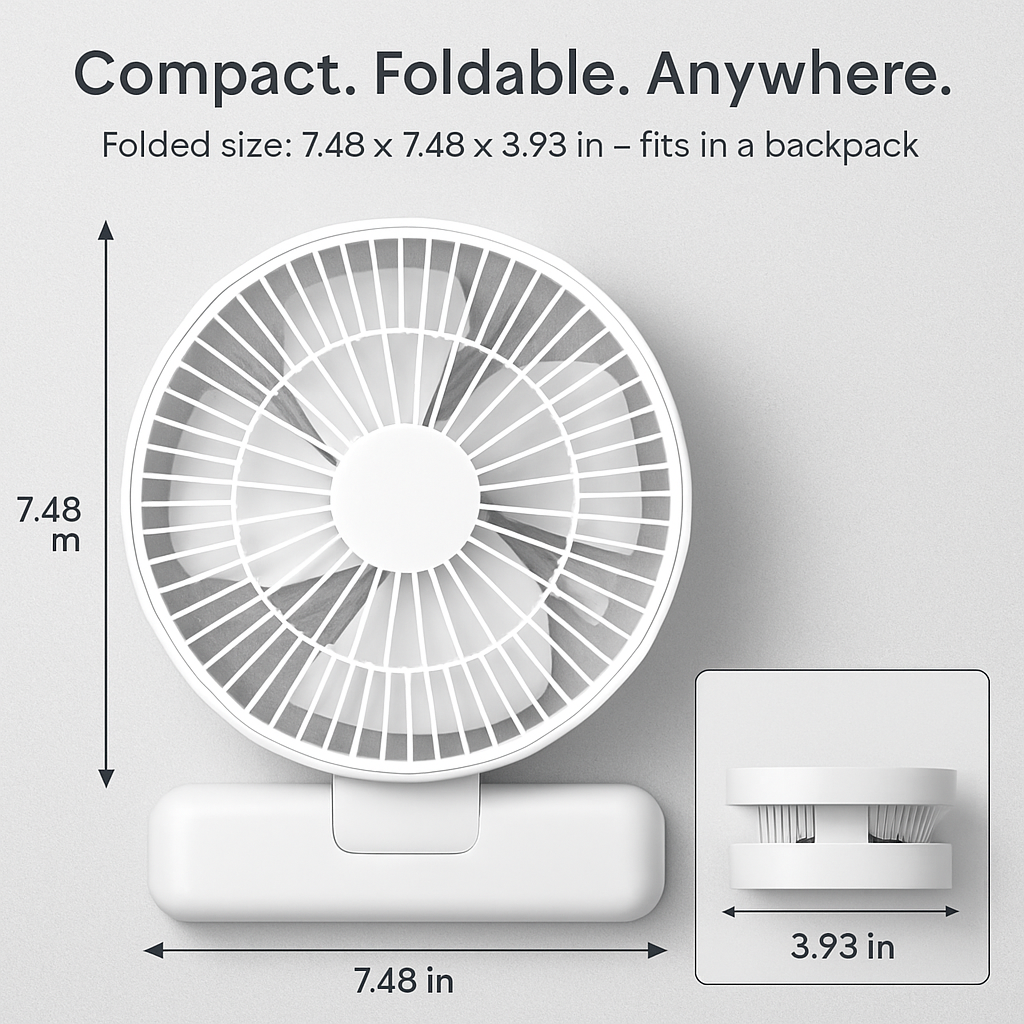 Foldable Table Fan with Wall & Desk Mount