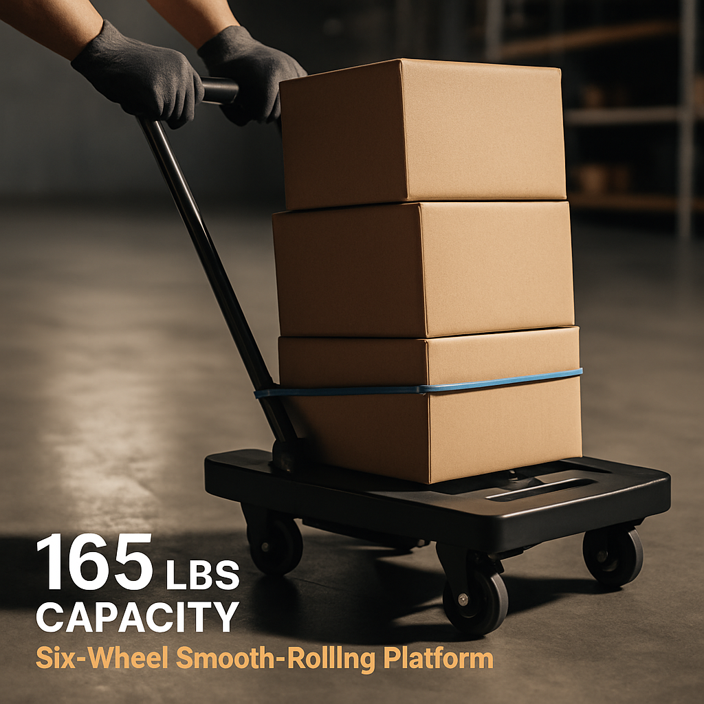 Folding Hand Truck with Telescopic Handle and 6 Wheels