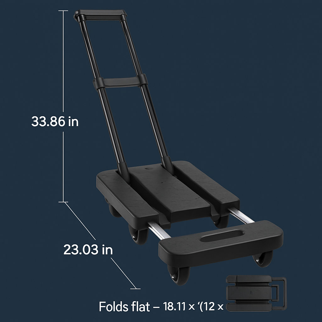 Folding Hand Truck with Telescopic Handle and 6 Wheels