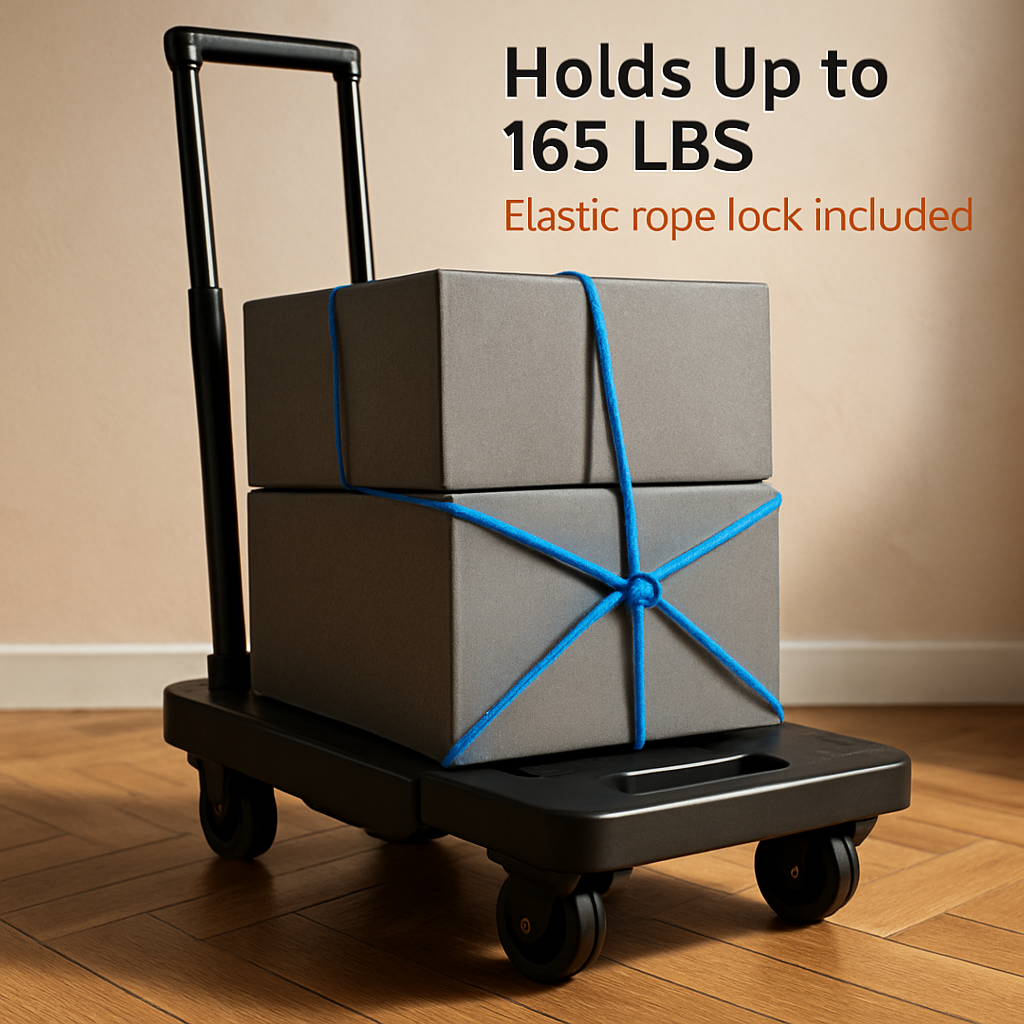 Folding Hand Truck with Telescopic Handle and 6 Wheels