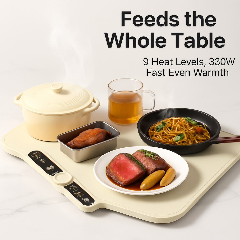 Silicone Food Warming Mat with 9 Temperature Levels