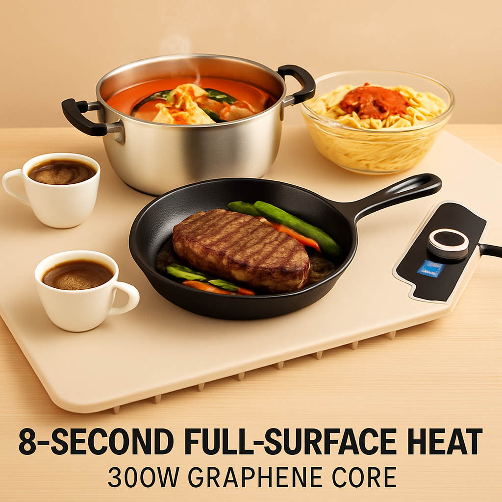 Food Warming Mat 23.6X15.8In 300W Fast Heating Electric Silicone Food Warmer With 14 Temp Levels 10Hrs Timer Settings Roll-Up Portable Hot Plates Heat