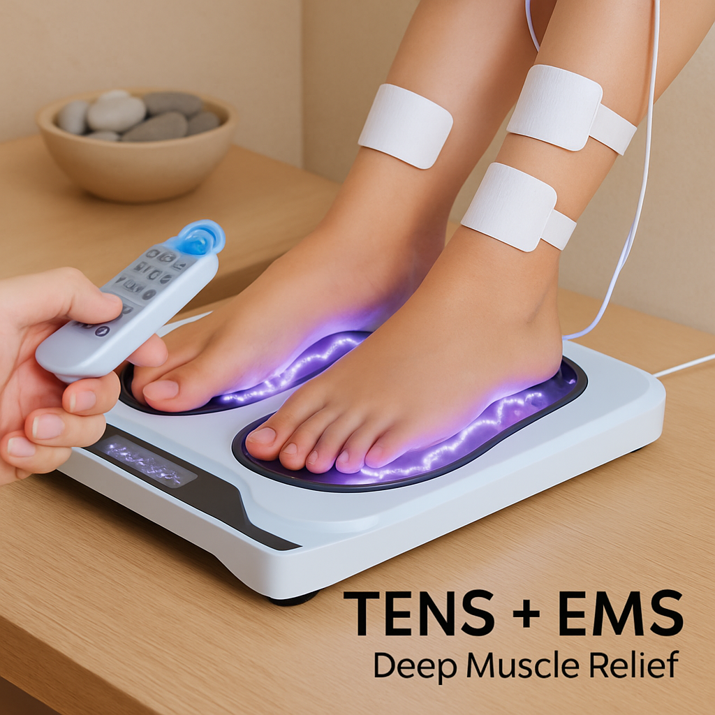 Rechargeable EMS Foot Massager for Neuropathy TENS Stimulator With 10Modes 50Intensities Remote Control For Muscle Relaxation Cramps Circulation Gift